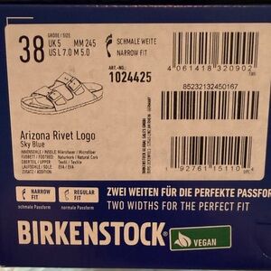 Birkenstock Arizona Rivet Logo Sandals in Sky Blue never worn